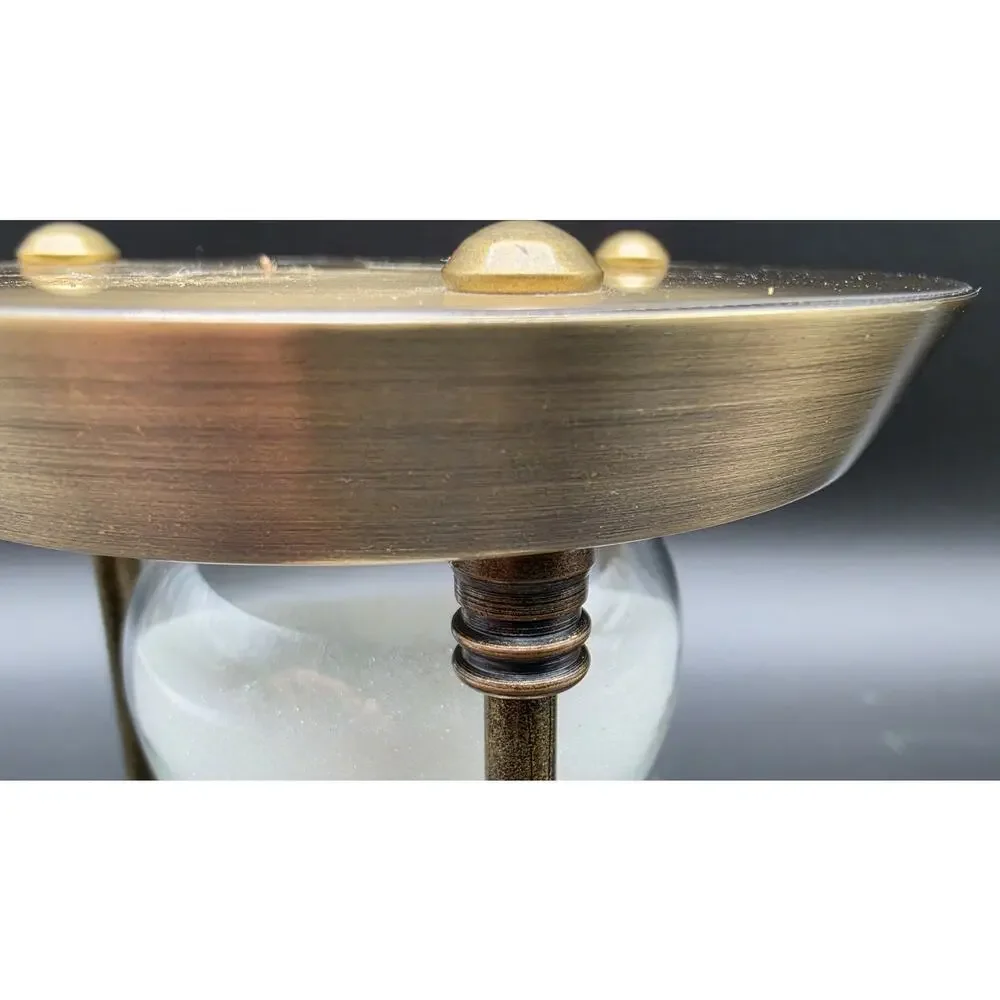 Vintage Brass Hourglass 15 Min White Sand Glass Timer Desk Decor 3 Pillar